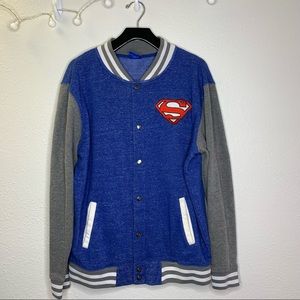 Superman varsity bomber button up jacket size: medium mens